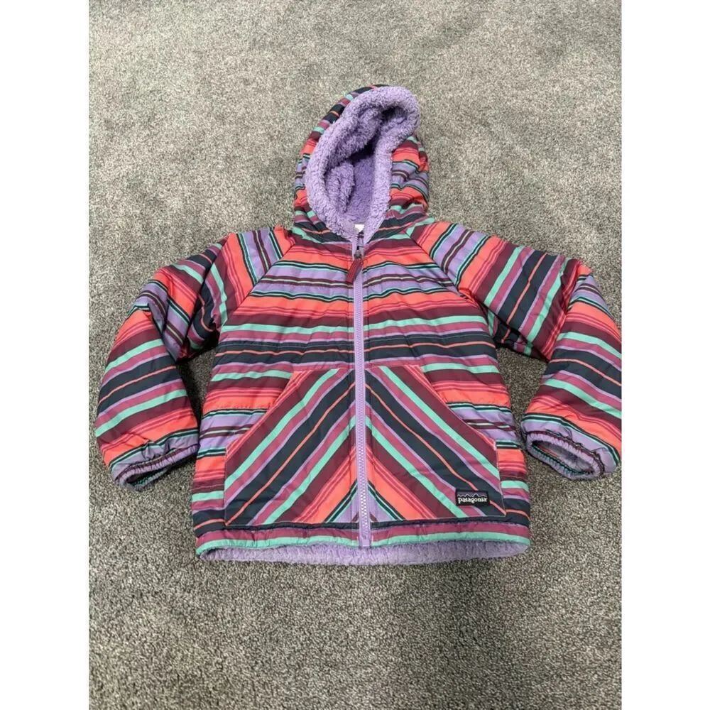 Patagonia Tribbles Reversible Striped Fleece Lined Jacket Sz XS (5-6)